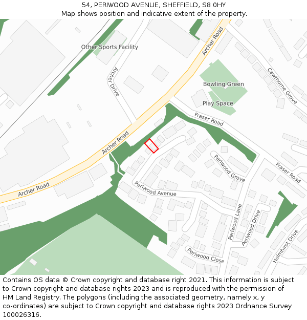 54, PERIWOOD AVENUE, SHEFFIELD, S8 0HY: Location map and indicative extent of plot