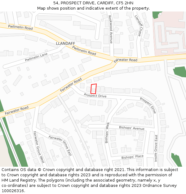 54, PROSPECT DRIVE, CARDIFF, CF5 2HN: Location map and indicative extent of plot
