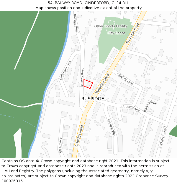 54, RAILWAY ROAD, CINDERFORD, GL14 3HL: Location map and indicative extent of plot