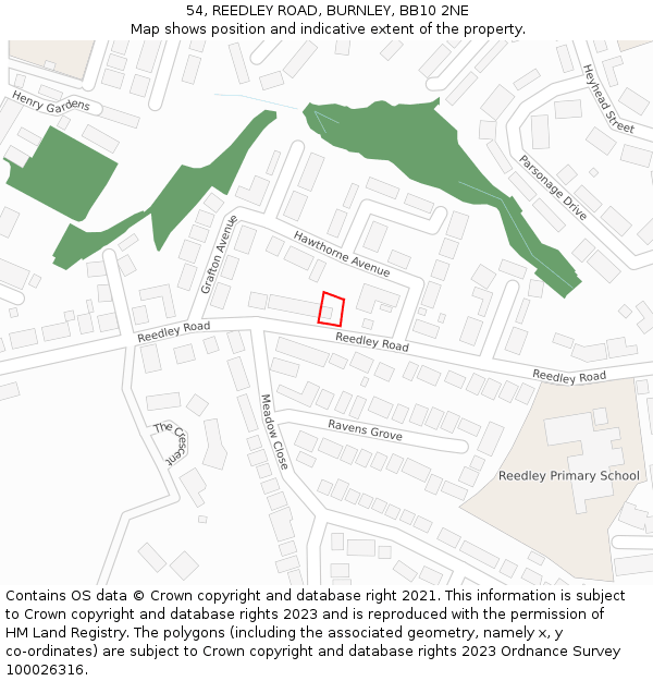 54, REEDLEY ROAD, BURNLEY, BB10 2NE: Location map and indicative extent of plot