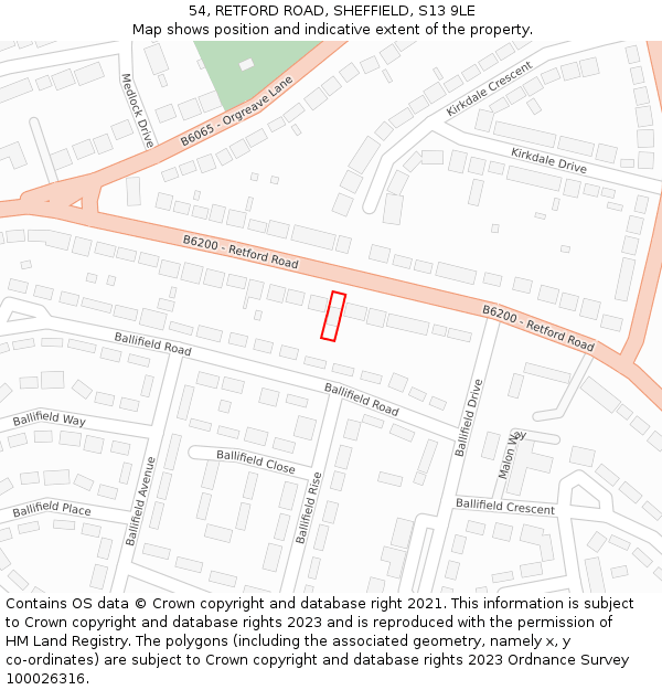 54, RETFORD ROAD, SHEFFIELD, S13 9LE: Location map and indicative extent of plot