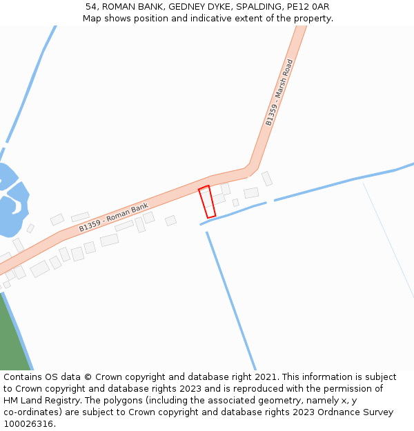 54, ROMAN BANK, GEDNEY DYKE, SPALDING, PE12 0AR: Location map and indicative extent of plot