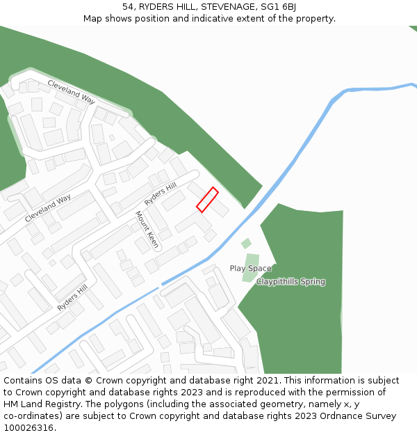 54, RYDERS HILL, STEVENAGE, SG1 6BJ: Location map and indicative extent of plot