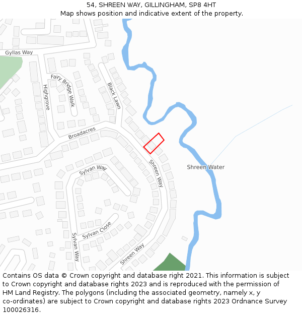 54, SHREEN WAY, GILLINGHAM, SP8 4HT: Location map and indicative extent of plot