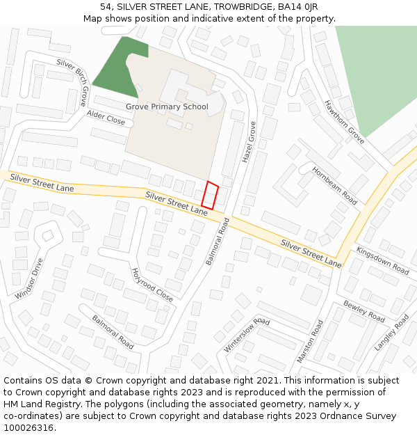 54, SILVER STREET LANE, TROWBRIDGE, BA14 0JR: Location map and indicative extent of plot
