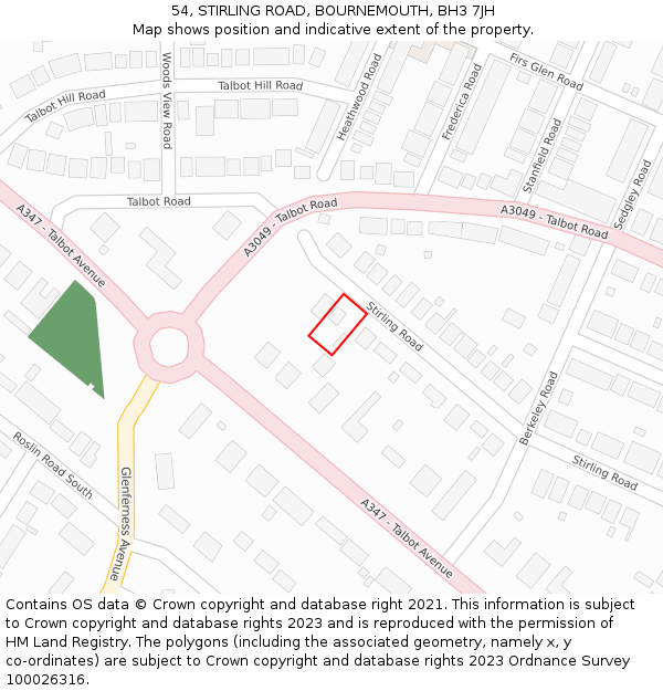 54, STIRLING ROAD, BOURNEMOUTH, BH3 7JH: Location map and indicative extent of plot