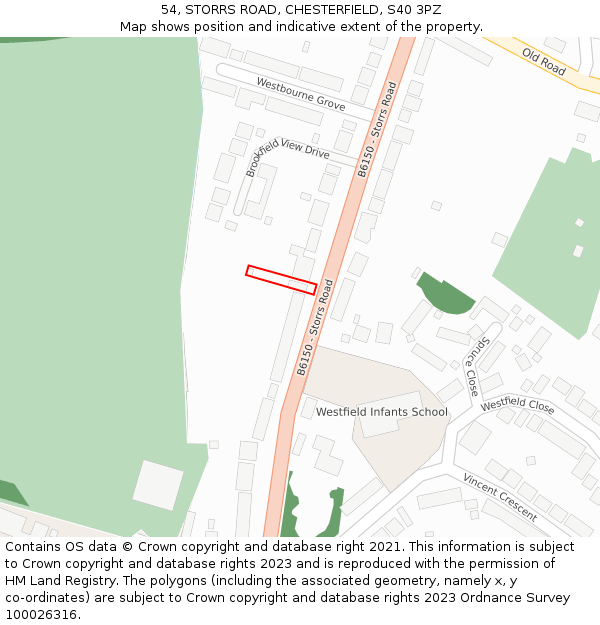 54, STORRS ROAD, CHESTERFIELD, S40 3PZ: Location map and indicative extent of plot