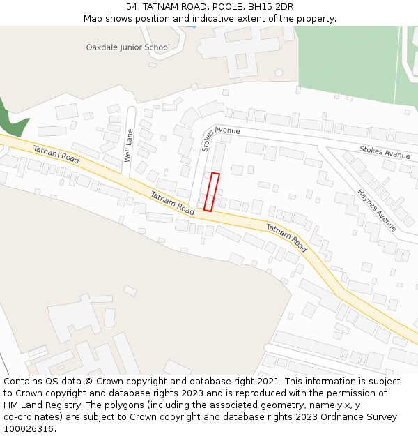 54, TATNAM ROAD, POOLE, BH15 2DR: Location map and indicative extent of plot