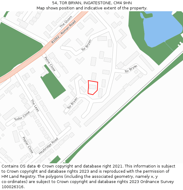 54, TOR BRYAN, INGATESTONE, CM4 9HN: Location map and indicative extent of plot