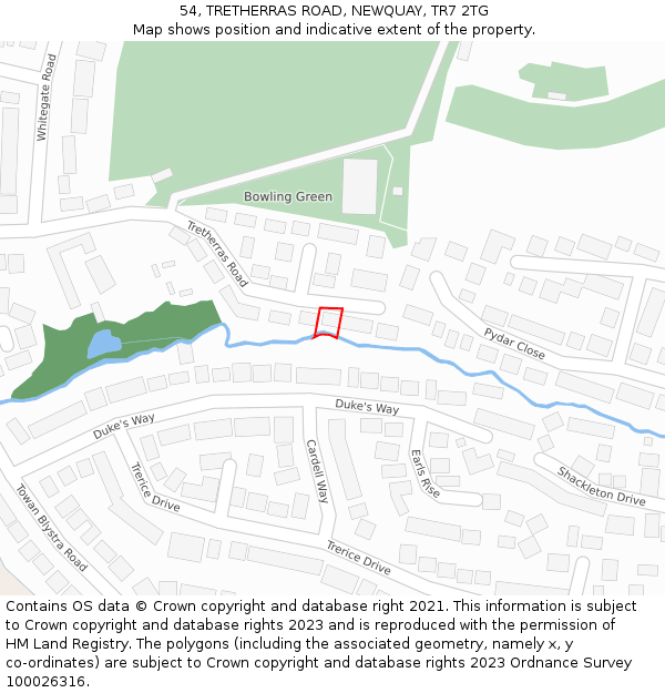 54, TRETHERRAS ROAD, NEWQUAY, TR7 2TG: Location map and indicative extent of plot