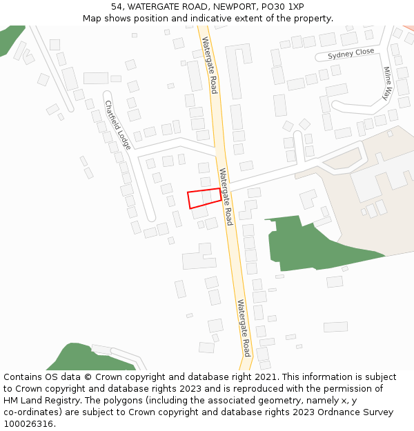 54, WATERGATE ROAD, NEWPORT, PO30 1XP: Location map and indicative extent of plot