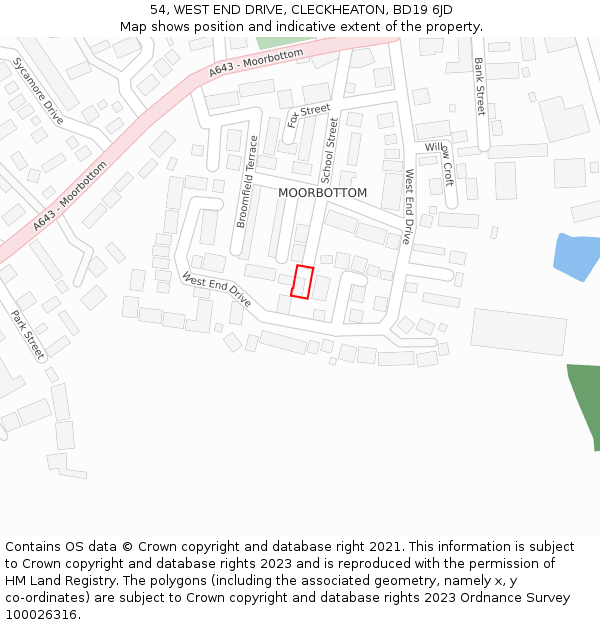 54, WEST END DRIVE, CLECKHEATON, BD19 6JD: Location map and indicative extent of plot