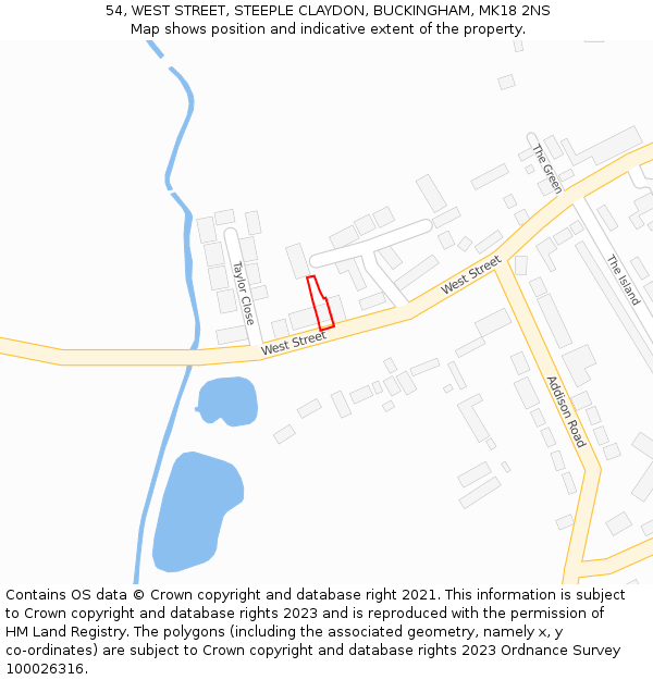 54, WEST STREET, STEEPLE CLAYDON, BUCKINGHAM, MK18 2NS: Location map and indicative extent of plot