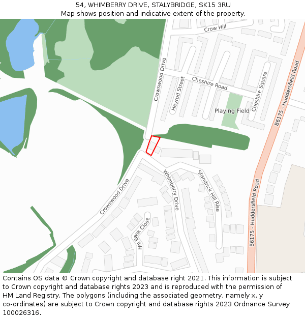 54, WHIMBERRY DRIVE, STALYBRIDGE, SK15 3RU: Location map and indicative extent of plot