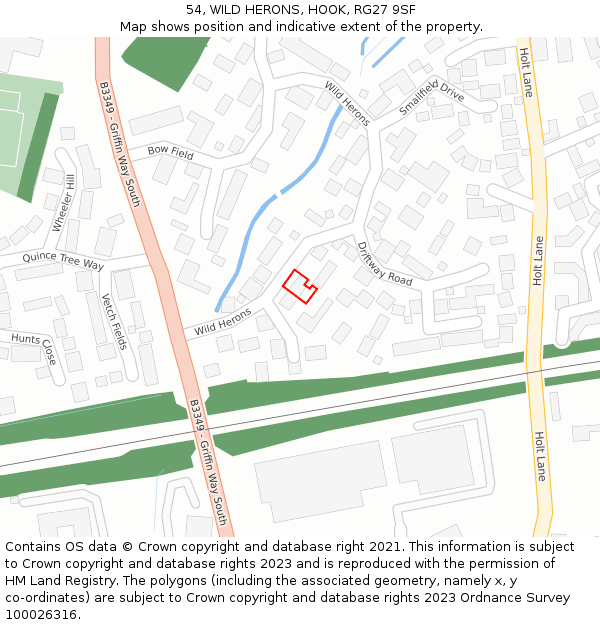 54, WILD HERONS, HOOK, RG27 9SF: Location map and indicative extent of plot