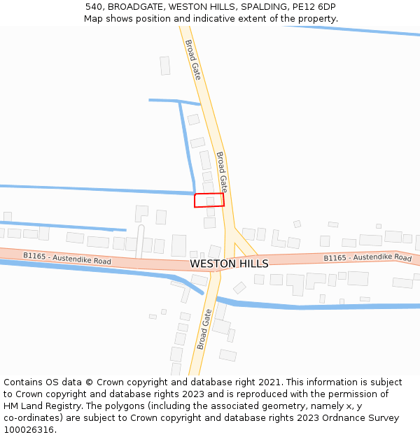 540, BROADGATE, WESTON HILLS, SPALDING, PE12 6DP: Location map and indicative extent of plot