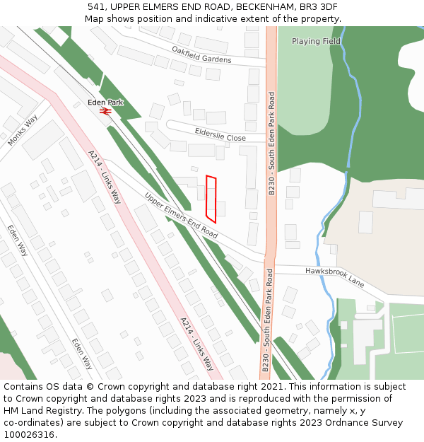 541, UPPER ELMERS END ROAD, BECKENHAM, BR3 3DF: Location map and indicative extent of plot
