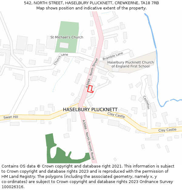 542, NORTH STREET, HASELBURY PLUCKNETT, CREWKERNE, TA18 7RB: Location map and indicative extent of plot