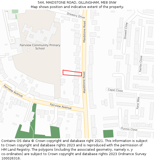 544, MAIDSTONE ROAD, GILLINGHAM, ME8 0NW: Location map and indicative extent of plot