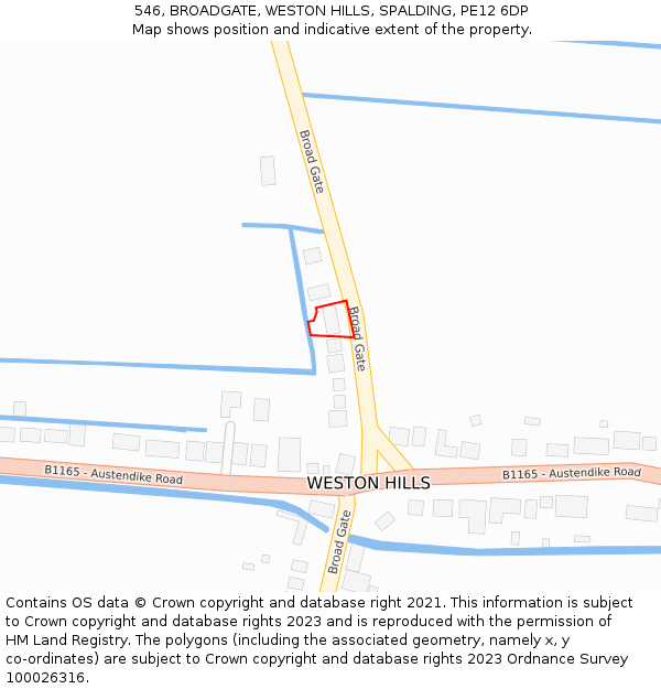 546, BROADGATE, WESTON HILLS, SPALDING, PE12 6DP: Location map and indicative extent of plot