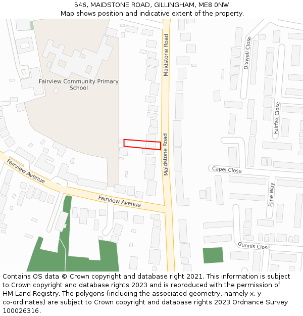 546, MAIDSTONE ROAD, GILLINGHAM, ME8 0NW: Location map and indicative extent of plot