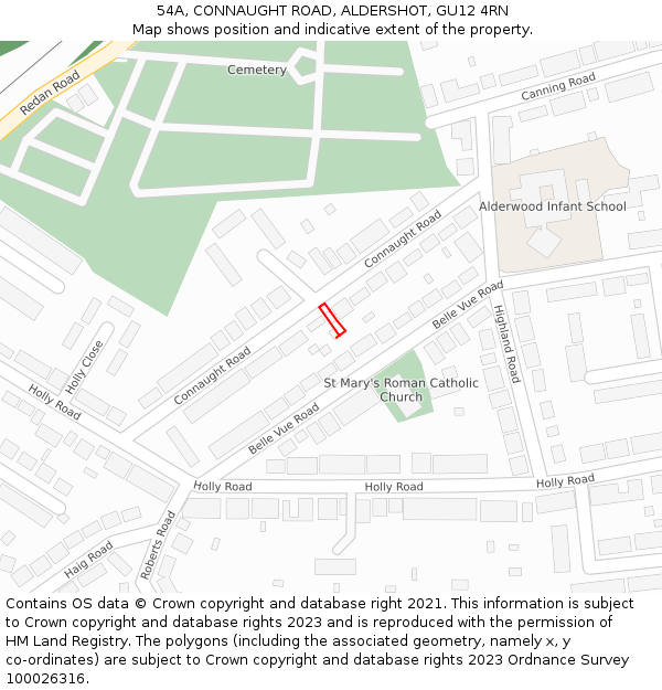 54A, CONNAUGHT ROAD, ALDERSHOT, GU12 4RN: Location map and indicative extent of plot