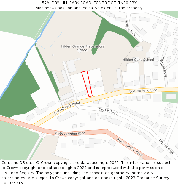 54A, DRY HILL PARK ROAD, TONBRIDGE, TN10 3BX: Location map and indicative extent of plot