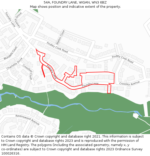 54A, FOUNDRY LANE, WIGAN, WN3 6BZ: Location map and indicative extent of plot