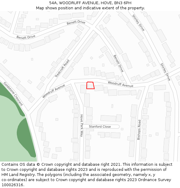 54A, WOODRUFF AVENUE, HOVE, BN3 6PH: Location map and indicative extent of plot