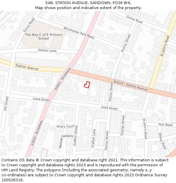 54B, STATION AVENUE, SANDOWN, PO36 8HL: Location map and indicative extent of plot