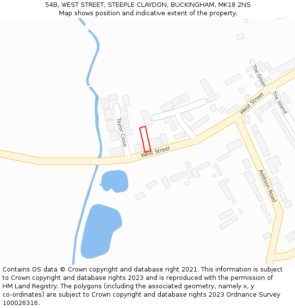 54B, WEST STREET, STEEPLE CLAYDON, BUCKINGHAM, MK18 2NS: Location map and indicative extent of plot