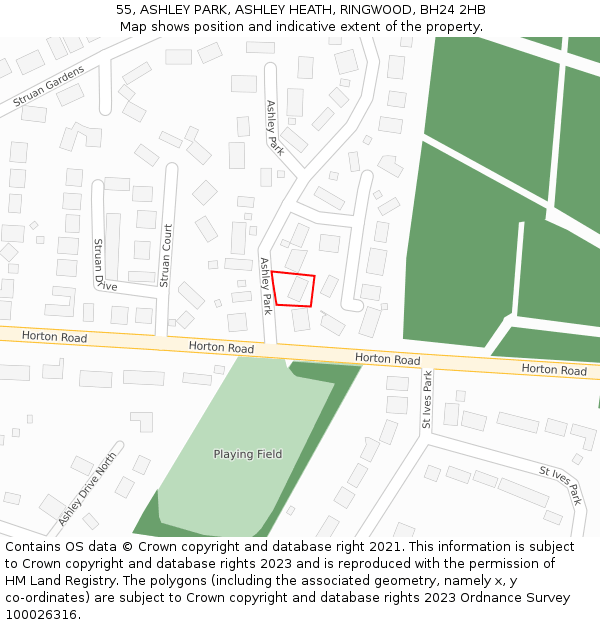 55, ASHLEY PARK, ASHLEY HEATH, RINGWOOD, BH24 2HB: Location map and indicative extent of plot