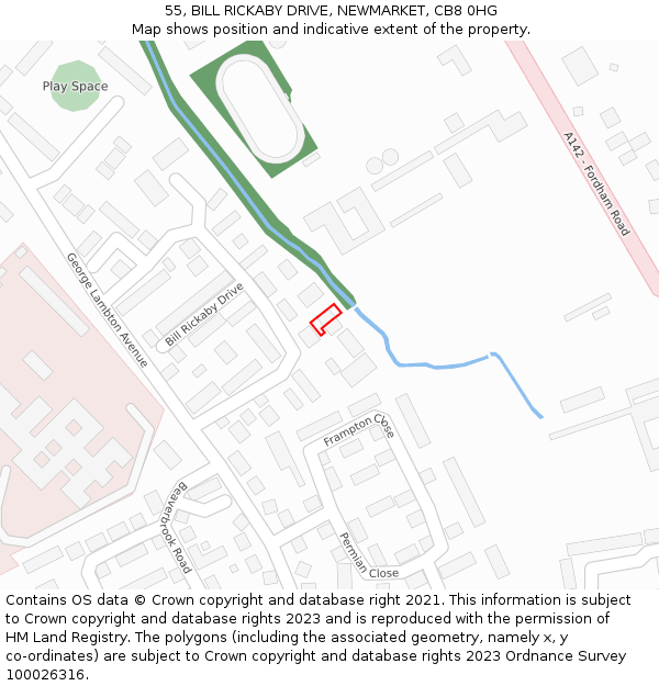 55, BILL RICKABY DRIVE, NEWMARKET, CB8 0HG: Location map and indicative extent of plot