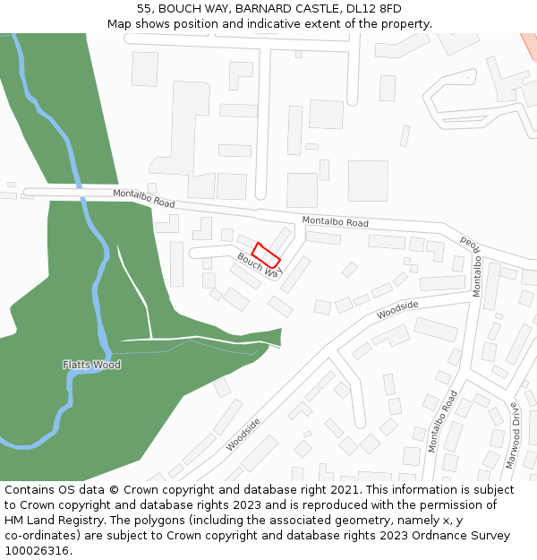 55, BOUCH WAY, BARNARD CASTLE, DL12 8FD: Location map and indicative extent of plot