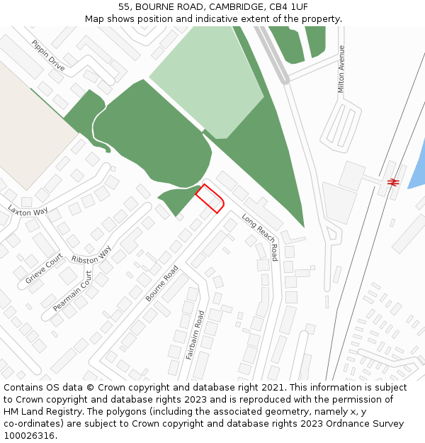 55, BOURNE ROAD, CAMBRIDGE, CB4 1UF: Location map and indicative extent of plot