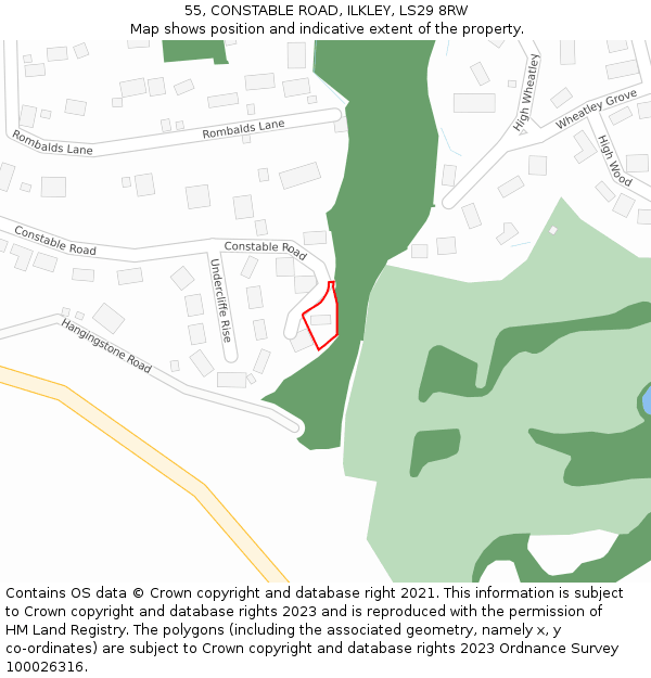 55, CONSTABLE ROAD, ILKLEY, LS29 8RW: Location map and indicative extent of plot