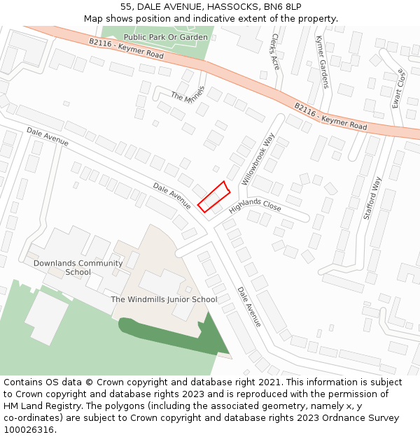 55, DALE AVENUE, HASSOCKS, BN6 8LP: Location map and indicative extent of plot