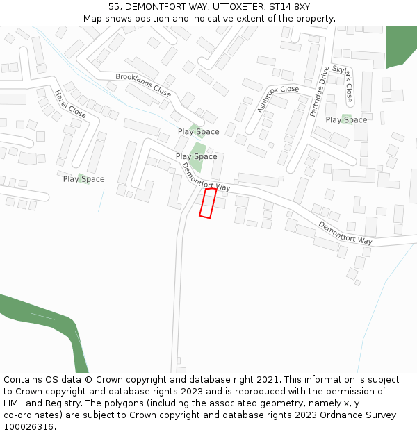 55, DEMONTFORT WAY, UTTOXETER, ST14 8XY: Location map and indicative extent of plot