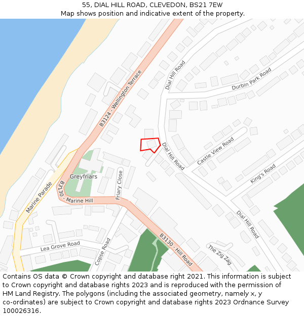 55, DIAL HILL ROAD, CLEVEDON, BS21 7EW: Location map and indicative extent of plot