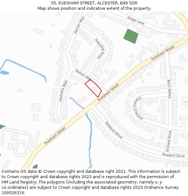 55, EVESHAM STREET, ALCESTER, B49 5DR: Location map and indicative extent of plot