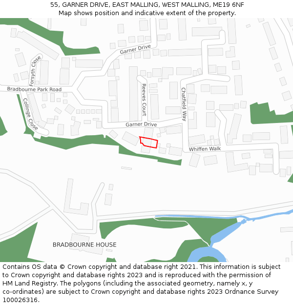 55, GARNER DRIVE, EAST MALLING, WEST MALLING, ME19 6NF: Location map and indicative extent of plot