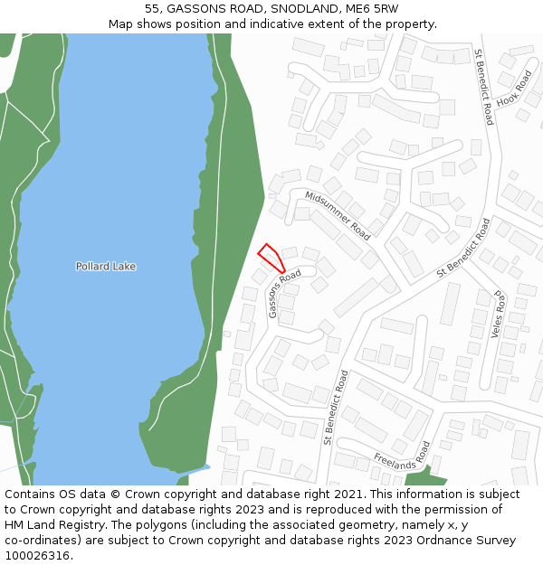 55, GASSONS ROAD, SNODLAND, ME6 5RW: Location map and indicative extent of plot