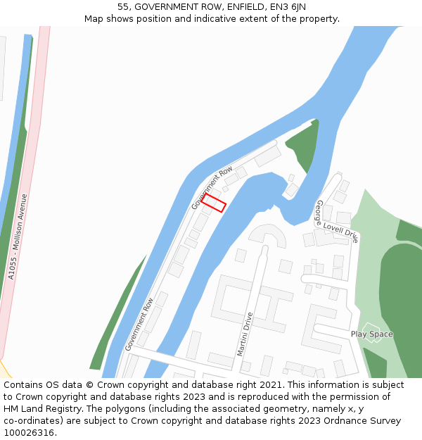 55, GOVERNMENT ROW, ENFIELD, EN3 6JN: Location map and indicative extent of plot