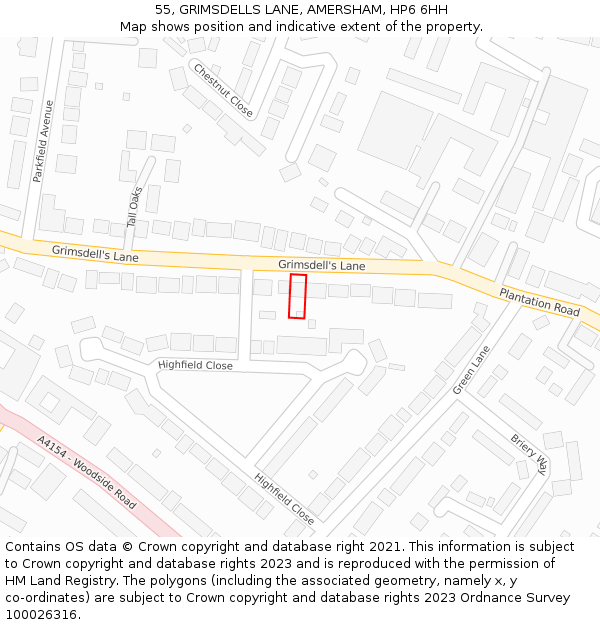 55, GRIMSDELLS LANE, AMERSHAM, HP6 6HH: Location map and indicative extent of plot