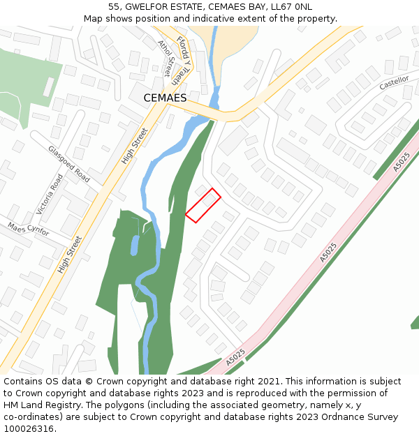 55, GWELFOR ESTATE, CEMAES BAY, LL67 0NL: Location map and indicative extent of plot