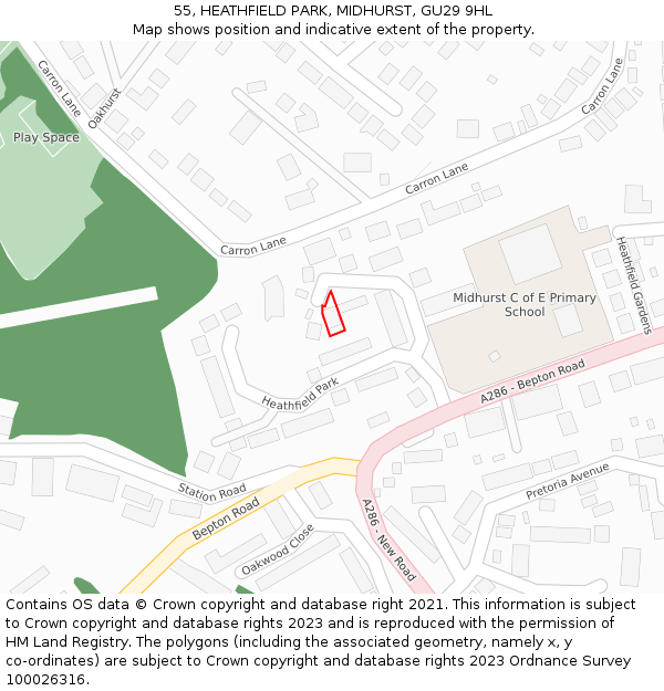 55, HEATHFIELD PARK, MIDHURST, GU29 9HL: Location map and indicative extent of plot
