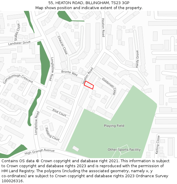 55, HEATON ROAD, BILLINGHAM, TS23 3GP: Location map and indicative extent of plot