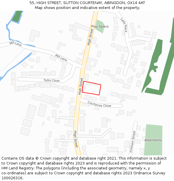 55, HIGH STREET, SUTTON COURTENAY, ABINGDON, OX14 4AT: Location map and indicative extent of plot