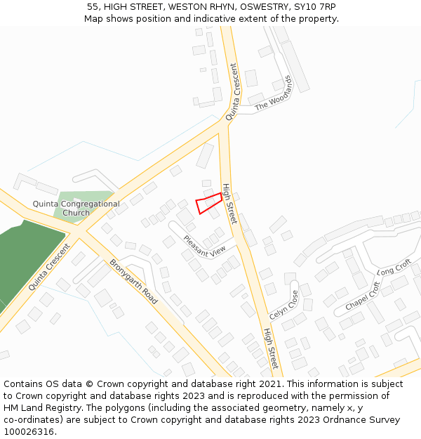 55, HIGH STREET, WESTON RHYN, OSWESTRY, SY10 7RP: Location map and indicative extent of plot