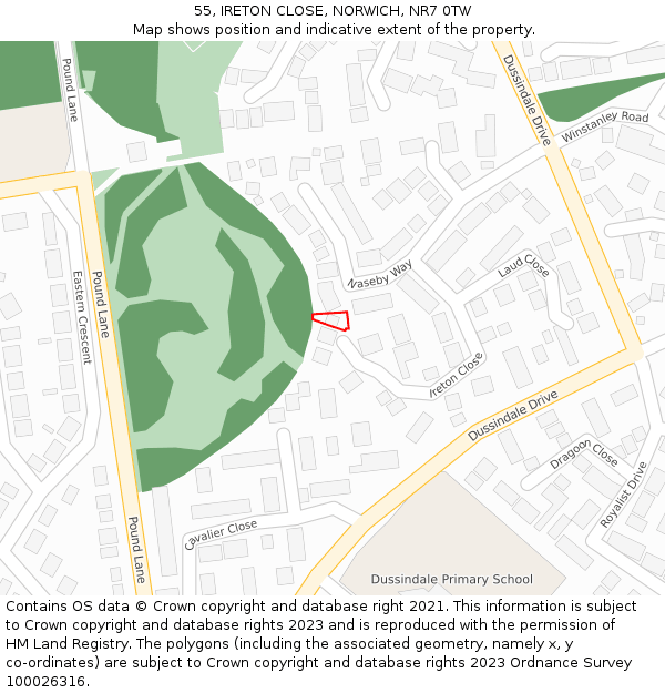 55, IRETON CLOSE, NORWICH, NR7 0TW: Location map and indicative extent of plot